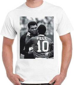 Pele Pays Tribute Hero Muhammed Ali Clay Vintage Cool Retro T Shirt White Colour22 XXL von Sopla