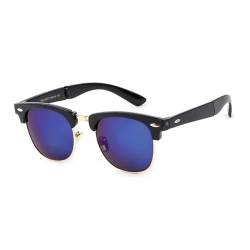 Sonnenbrille Herren Damen Unisex Retro Classic Driving Glasses Herren Faltbare Sonnenbrille 1287-Blackgoldblue von Sopodbacker