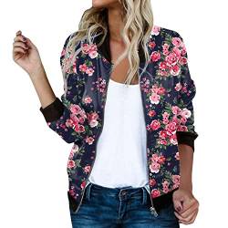 Bomberjacke Damen Kurze Blouson - Dünne Pilotenjacke Sommer Jacken, Frühlingsjacke Dünne Jacke Fliegerjacke Jacke Casual Pilotenjacke Langarm Outwear Zip Up Solid Sweatjacke von Soupliebe