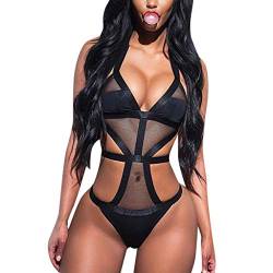 Dessous Damen Sexy Unterwäsche Nahtlose Spitzen Unterwäsche Lack Mollige Lingerie Sexy Kinky Flirty Body Fishnet Stockings Wäsche Bodysuit Dessous Slip Babydoll Strapse von Soupliebe