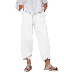 Sommerhose Damen Leicht 7/8 Hosen Gummibund Stretch Haremshose Fashion Yoga Freizeithose Leicht Weite Bein Luftige Lockere Elegant Sommer Sommerhose Leinenhose Yogahose Joggpants Urlaub von Soupliebe