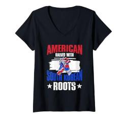 Damen Südkorea-Flagge T-Shirt mit V-Ausschnitt von South Korean Gifts for Women Men