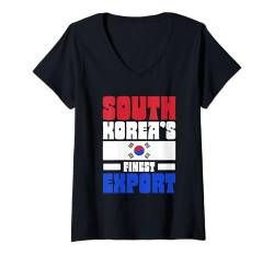 Damen Südkorea-Flagge T-Shirt mit V-Ausschnitt von South Korean Gifts for Women Men