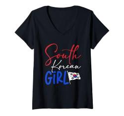 Damen Südkorea-Flagge T-Shirt mit V-Ausschnitt von South Korean Gifts for Women Men