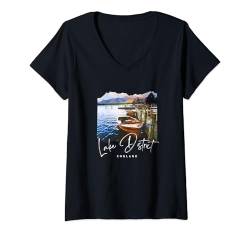 Damen Lake District England Souvenir / Lake District T-Shirt mit V-Ausschnitt von Souvenirladen im britischen Lake District