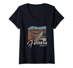 Damen Ferrara Italien Souvenir / Ferrara T-Shirt mit V-Ausschnitt von Souvenirladen in Ferrara, Italien