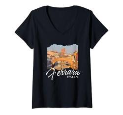 Damen Ferrara Italien Souvenir / Ferrara T-Shirt mit V-Ausschnitt von Souvenirladen in Ferrara, Italien