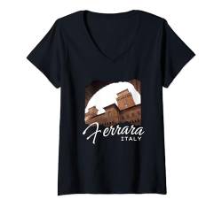 Damen Ferrara Italien Souvenir / Ferrara T-Shirt mit V-Ausschnitt von Souvenirladen in Ferrara, Italien