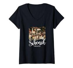 Damen Sibenik Kroatien Souvenir / Sibenik Kroatien T-Shirt mit V-Ausschnitt von Souvenirladen in Sibenik, Kroatien