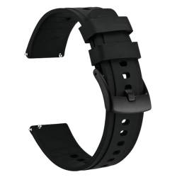 Uhrenarmband, weiches Schnellverschluss-Gummi-Sportuhrenarmband, Edelstahl-Schnalle für Damen und Herren, 20-22mm, Schwarz, 22mm von SpaRcz