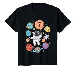 Kinder 7. Geburtstag Astronaut Space Planets 7th Birthday T-Shirt von Space Themed Birthday Party