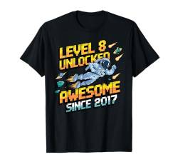 Astronaut, 8 Jahre alt, Level 8, freigeschaltet: Birthday Awesome 2048 T-Shirt von Space and Gaming Birthday Apparel