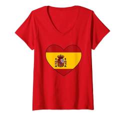 Damen Spanien Flagge Spain Flag Damen Espana Deko Kinder Espana T-Shirt mit V-Ausschnitt von Spanische Fahne Herren Spanien Deko Frauen Männer