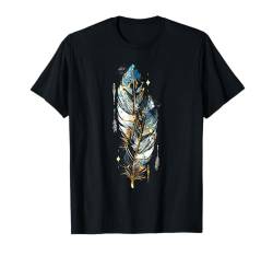 Goldene Feder Western Boho Indianer Gold T-Shirt von Sparkly Artistic Bohemian Festival Nature Elegant