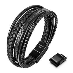 Speroto armband herren lederarmband herren leder armband für männer herren armband(schwarz style A,22cm) von Speroto