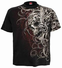 Spiral - Skull Shoulder WRAP - T-Shirt mit Allover-Motiv - Schwarz - S von Spiral
