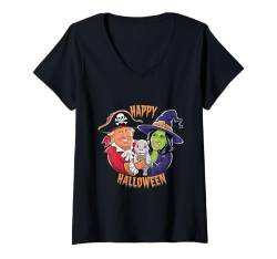 Damen Trump Harris Moo Deng teilt einen Halloween-Moment T-Shirt mit V-Ausschnitt von Spooktical Politics