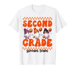 Scream Team Retro Groovy Ghosts Halloween der zweiten Klasse T-Shirt von Spooky Back to School Halloween Kids Costumes