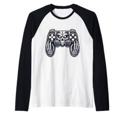 Video Gamer Halloween Jungen Skelett Zombie Gruseliger Kürbis Raglan von Spooky Halloween Gamers Gifts Halloween Party Wear