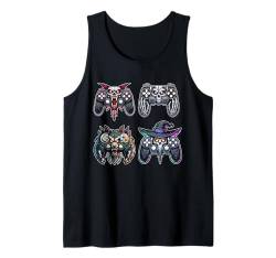 Video Gamer Halloween Jungen Skelett Zombie Gruseliger Kürbis Tank Top von Spooky Halloween Gamers Gifts Halloween Party Wear