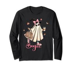 Boo Jee Ghost Ice Coffee Kokette Bow Halloween Damen Mädchen Langarmshirt von Spooky Halloween Ghost Reading Books Women Girl T