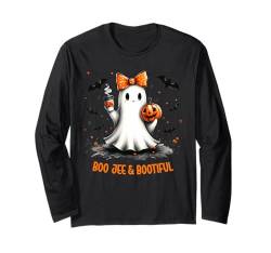 Boo Jee Ghost trinkt Kaffee Kokette Bow Halloween Damen Langarmshirt von Spooky Halloween Ghost Reading Books Women Girl T