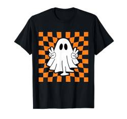 Retro-Halloween-Hemd von Ghost Peace Hands, niedlich, lustig kariert T-Shirt von Spooky Vibes Apparel