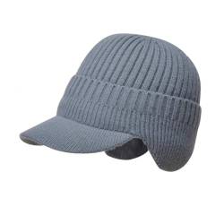 Sporgard Beanie Mütze mit Ohrenklappen, Strickmütze mit Krempe für Herren, Unisex Strickmütze Wintermützen von Sporgard