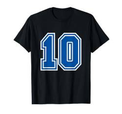 Nummer #10 Sportblaue Uni-Nummer T-Shirt von Sportlegenden