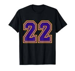 Nummer #22 Sport Gelb Lila Uni-Nummer T-Shirt von Sportlegenden