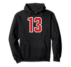 Vintage Nummer #13 Sport Weiß Rot Nummer Pullover Hoodie von Sportlegenden