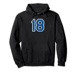 Vintage Nummer #18 Sport Weiß Blau Uni Pullover Hoodie von Sportlegenden