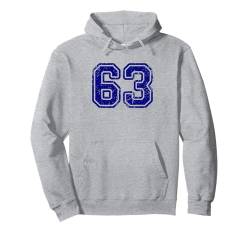 Vintage Nummer #63 Blue Sport Varsity Nummer 63 Pullover Hoodie von Sportlegenden