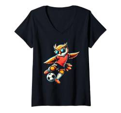 Damen Eulen-Fußball für Jungen und Kinder T-Shirt mit V-Ausschnitt von Sports Animals Kids Co.