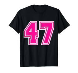 Nummer #47 Varsity Pink Favorite Number T-Shirt von Sports Legendz