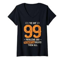 Damen Ich habe 99 Probleme und Badminton löst sie alle T-Shirt mit V-Ausschnitt von Sports Racket Badminton Player Gifts