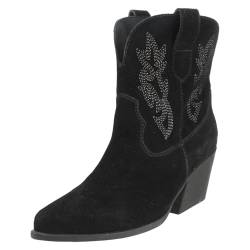 Spot On Damen Cowboystiefel aus Leder, zum Reinschlüpfen, F51248, Schwarz , 38 EU von Spot On