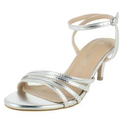 Spot On Anne Michelle F1R2112 Damen-Sandalen mit mittelhohem Absatz, weite Passform, silber, 41 EU von Spot on