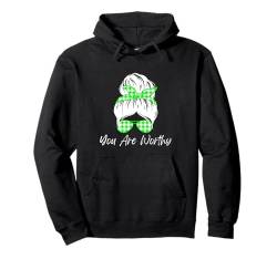 Du bist würdig, süße, unordentliche Brötchenfrau, motivierend Pullover Hoodie von Spread Kindness Apparel Co.