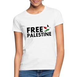 Spreadshirt Free Palestine Friedenstaube Palästina Frauen T-Shirt, L, Weiß von Spreadshirt