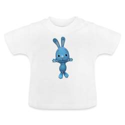 Spreadshirt KiKANiNCHEN Kaninchen Winkt Mit Den Pfoten Baby Bio-T-Shirt mit Rundhals, 12-18 Monate, Weiß von Spreadshirt