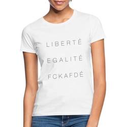 Spreadshirt LIBERTÉ ÉGALITÉ FCKAFDÉ Anti-AFD Anti-Rassismus Frauen T-Shirt, L, Weiß von Spreadshirt