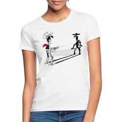 Spreadshirt Lucky Luke Schneller als Sein Schatten Frauen T-Shirt, L, Weiß von Spreadshirt