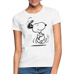 Spreadshirt Peanuts Snoopy Happy Frauen T-Shirt, M, Weiß von Spreadshirt