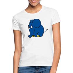 Spreadshirt Sendung Mit Der Maus Kleiner Elefant Stehend Frauen T-Shirt, L, Weiß von Spreadshirt