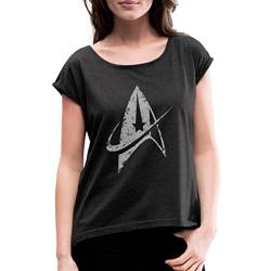 Spreadshirt Star Trek Discovery Delta Abzeichen Used Look Frauen T-Shirt mit gerollten Ärmeln, L, Schwarz meliert von Spreadshirt