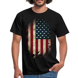 Spreadshirt USA Flagge Vintage Look Amerika Männer T-Shirt, L, Schwarz von Spreadshirt