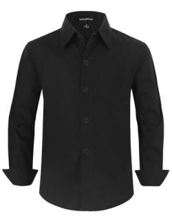 Spring&Gege Langärmelige Hemden für Jungen Formelle Uniform aus Fester Popeline, Schwarz, 110cm von Spring&Gege