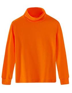 Spring&Gege Mädchen Solid Rollkragenpullover Baumwolle Langarm Shirt Kinder Base Layer Basic Tops Orange 140 146, L von Spring&Gege