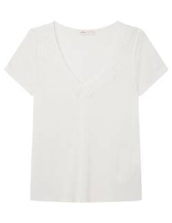 SPRINGFIELD Damen V-Neck lace T-Shirt, Ivory, L von Springfield